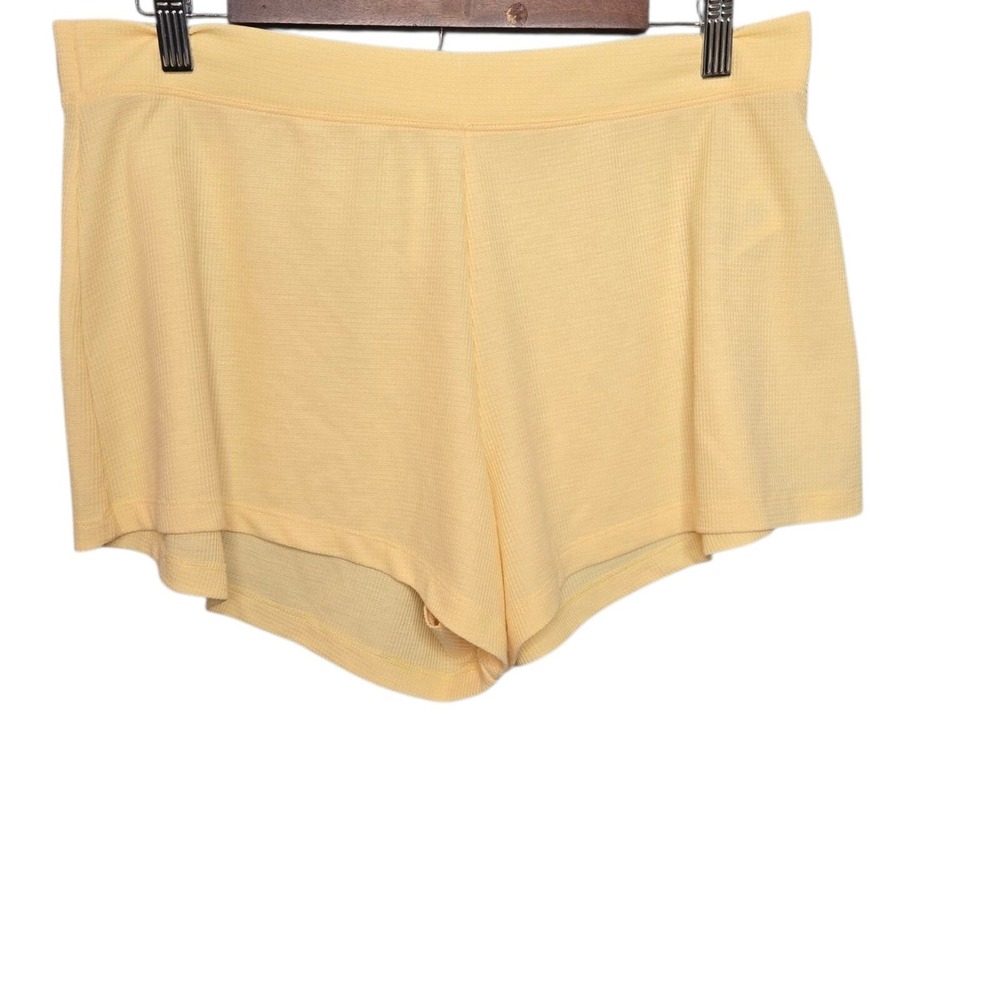 Athleta Wind Down Sleep Shorts Lounge Casual Comfy Yellow Waffle Knit Womens‎ L